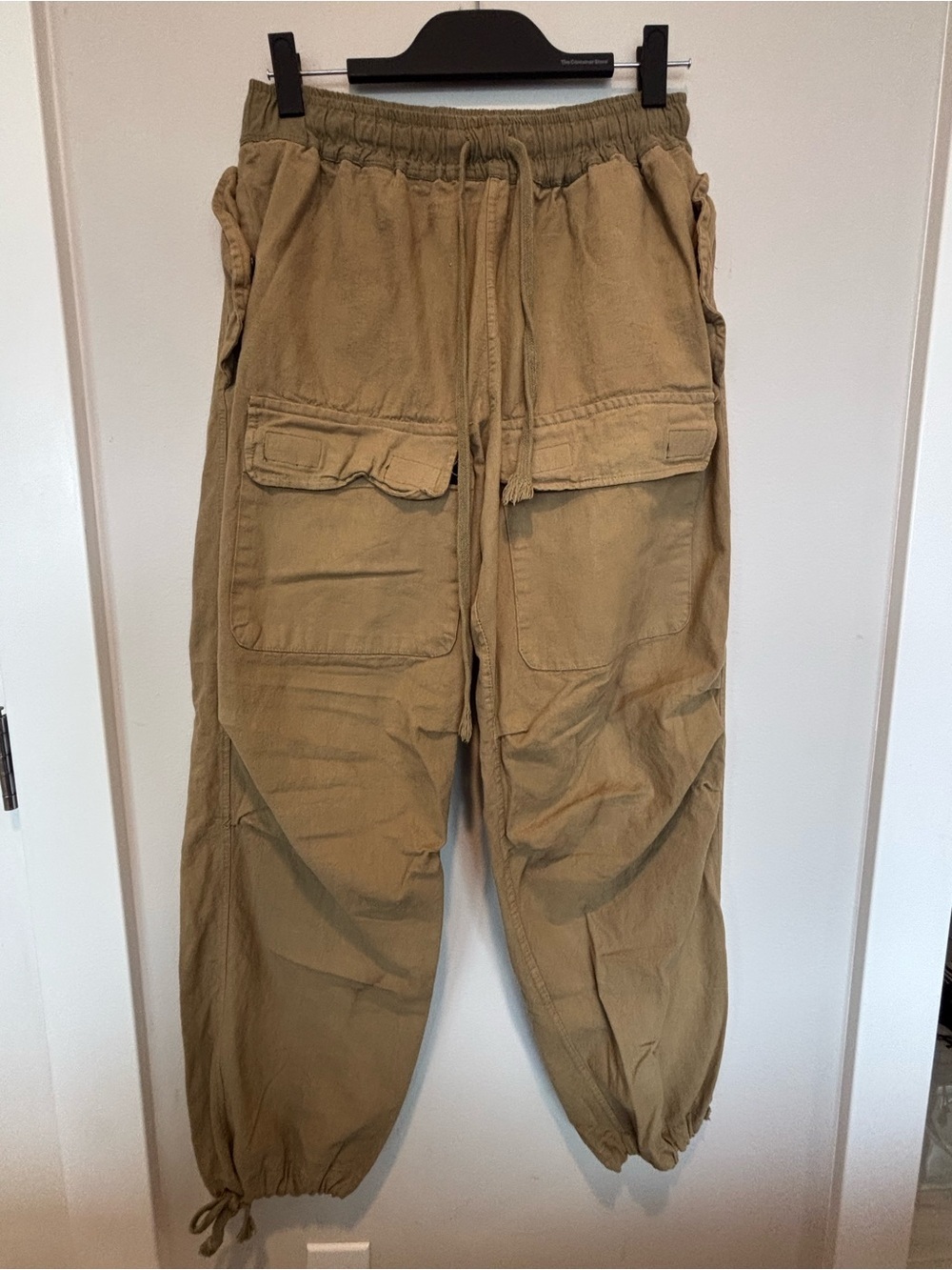 MNML Men's Linen Cargo Drawstring Pants — Khaki/Tan